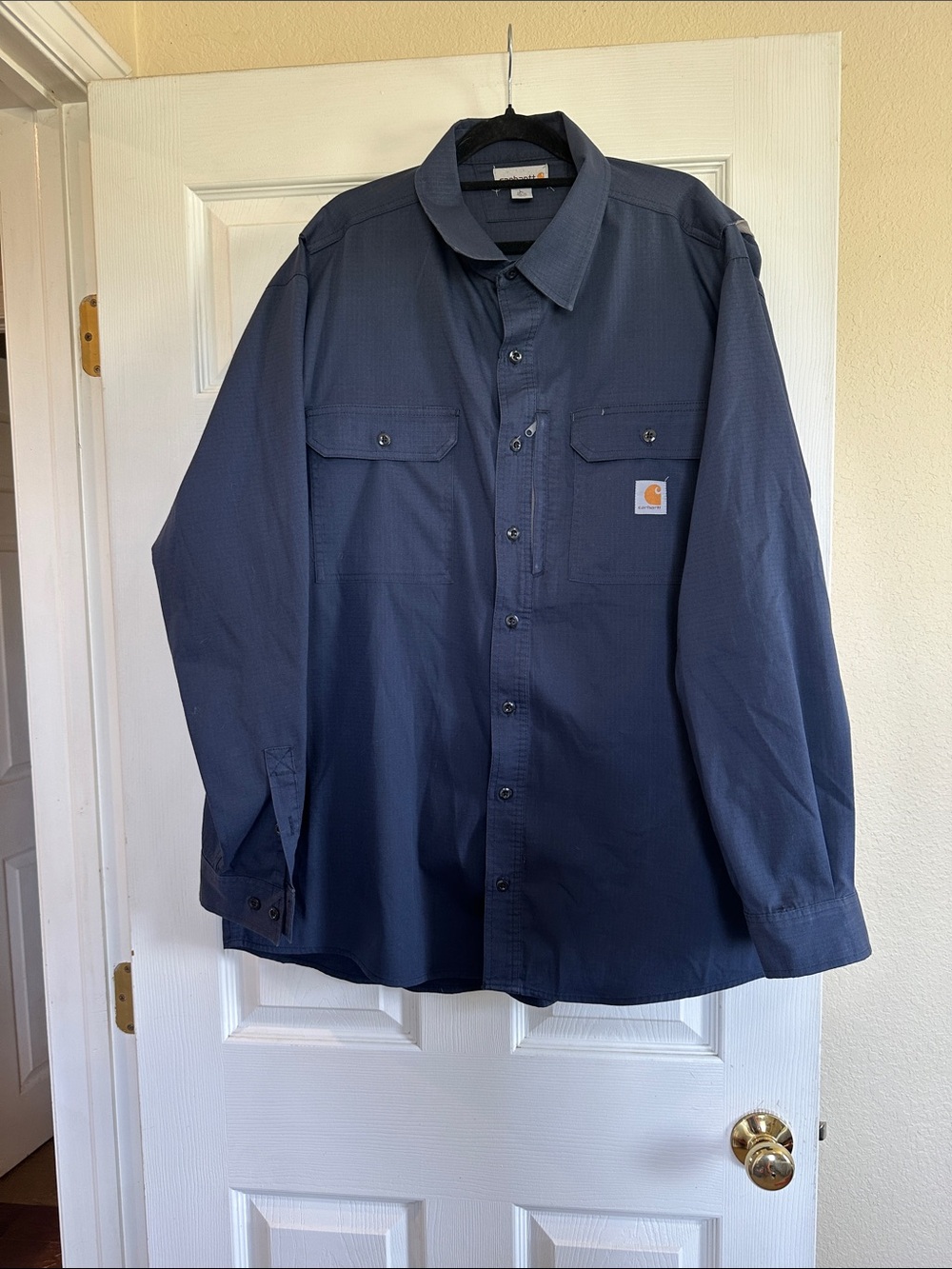 Carhartt Men's Dark Navy Button-Down Work Shirt